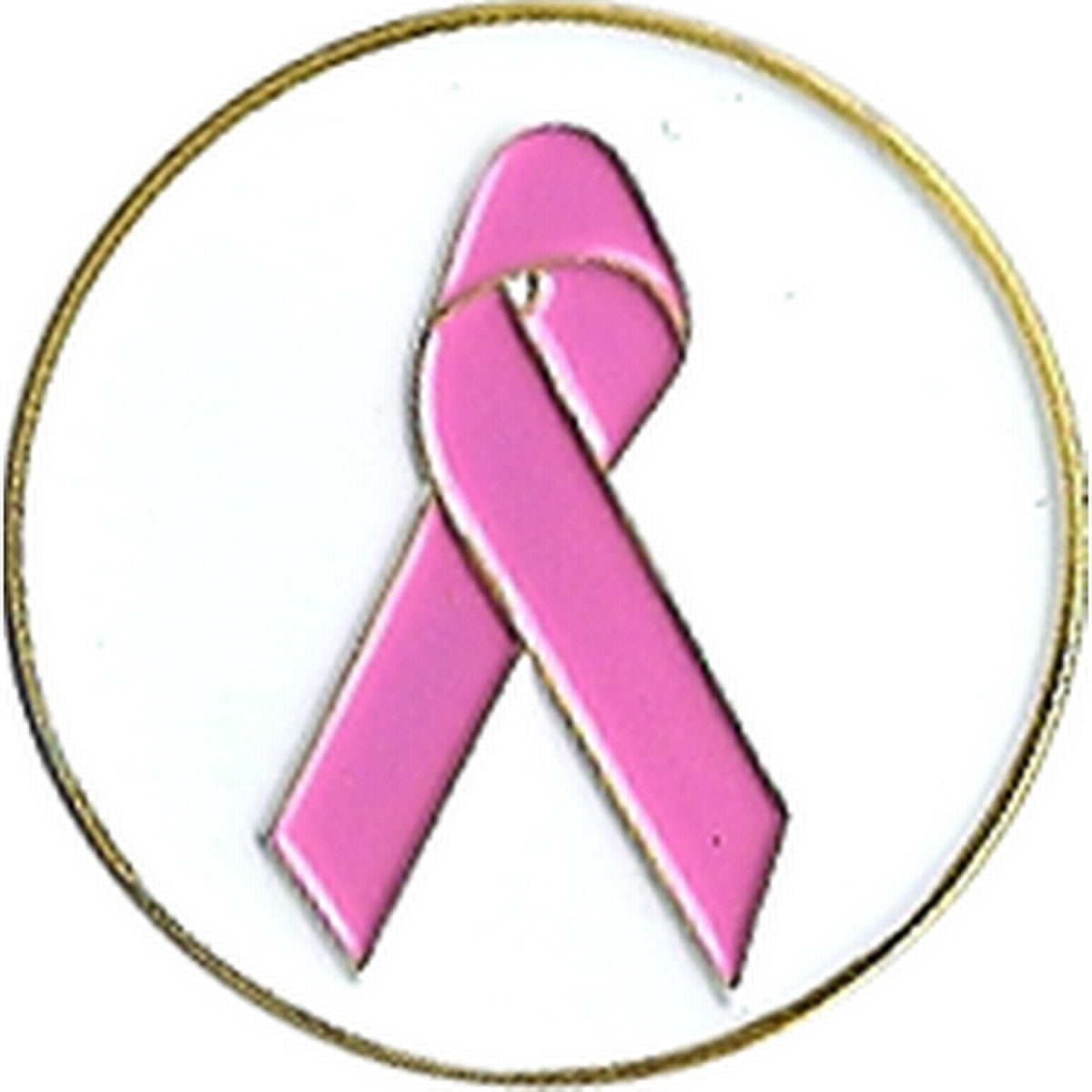 Breast Cancer Pink Ribbon 1" Diameter (Non-Magnetic) Golf Ball Marker