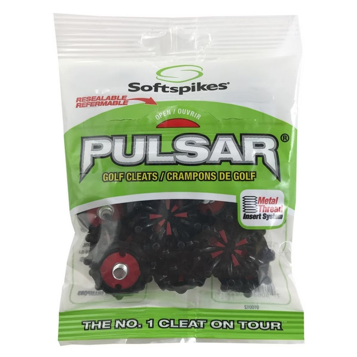 Pulsar Golf Spikes (Small Metal) | Black/Red