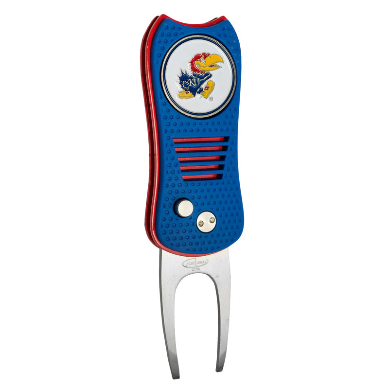 Kansas Jayhawks Team Golf USA Switchblade Divot Tool w/ Double Sided Magnetic Ball Marker