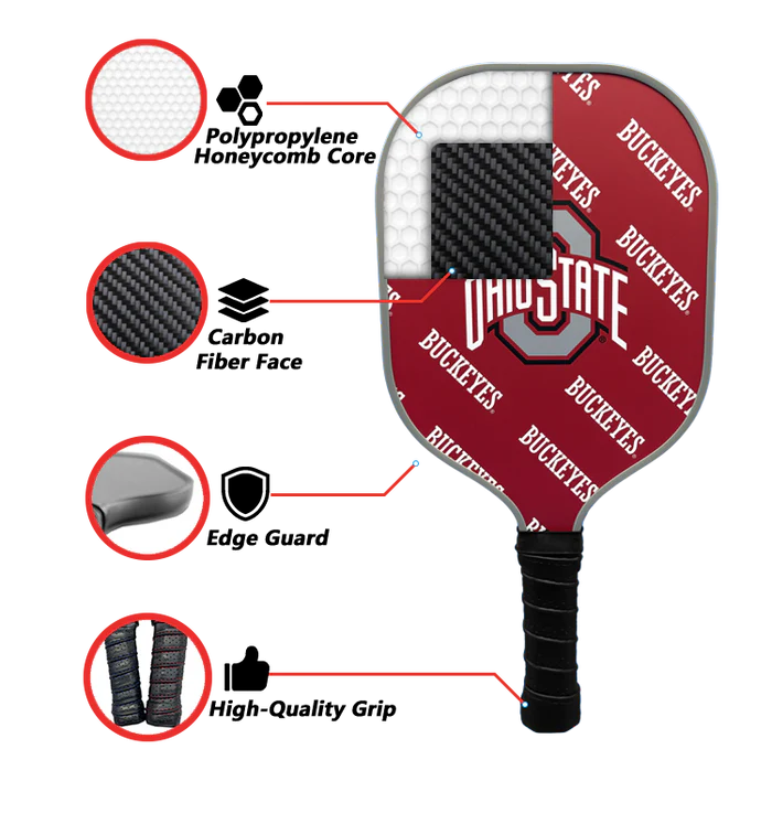 Parrot Paddles Ohio State Buckeyes Pickleball Paddle Set w/Case