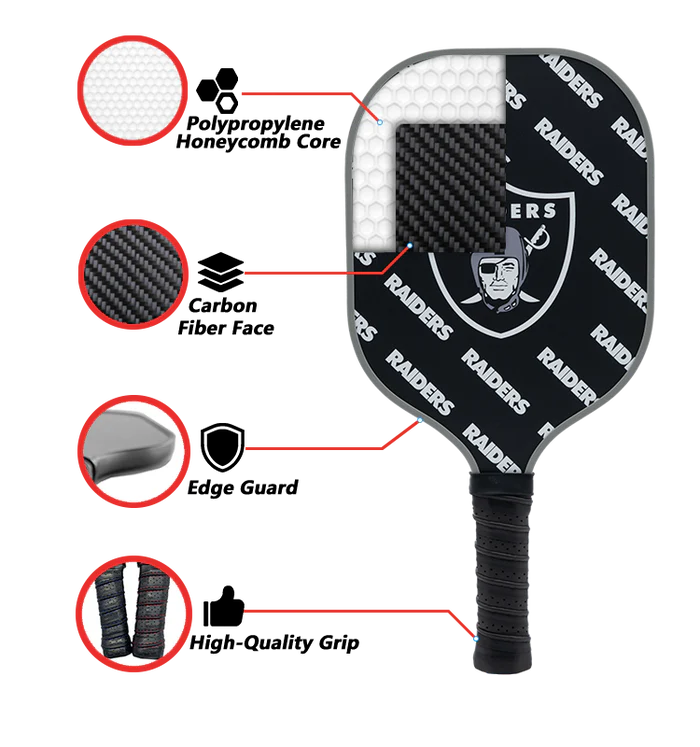 Parrot Paddles Carbon Fiber Las Vegas Raiders Pickleball Paddle Set w/Case