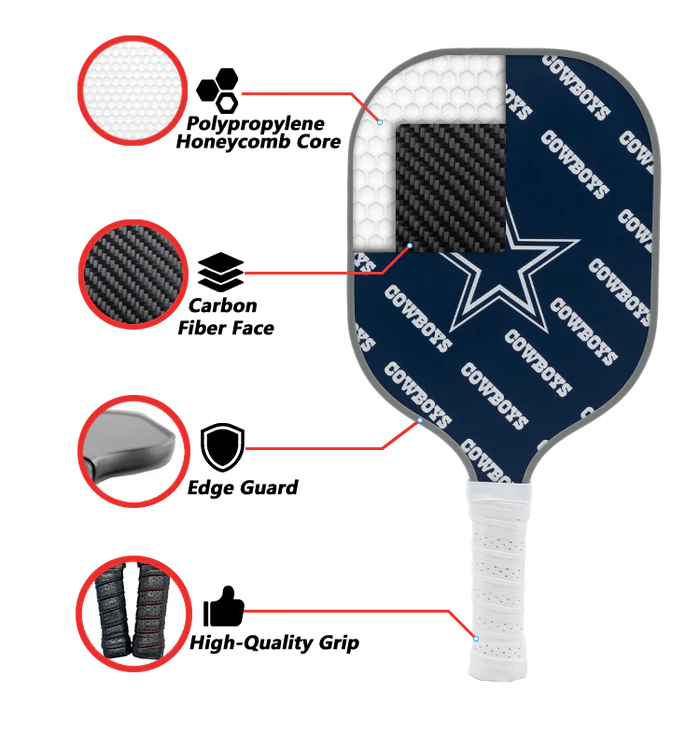 Parrot Paddles Carbon Fiber Dallas Cowboys Pickleball Paddle Set w/Case (NFL)