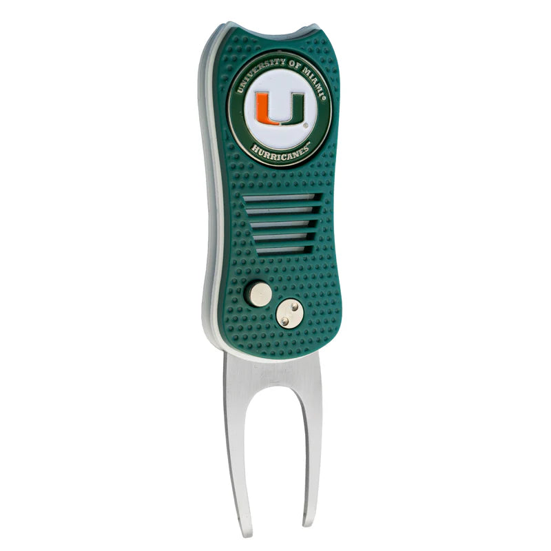Miami Hurricanes Team Golf USA Switchblade Divot Tool w/ Double Sided Magnetic Ball Marker
