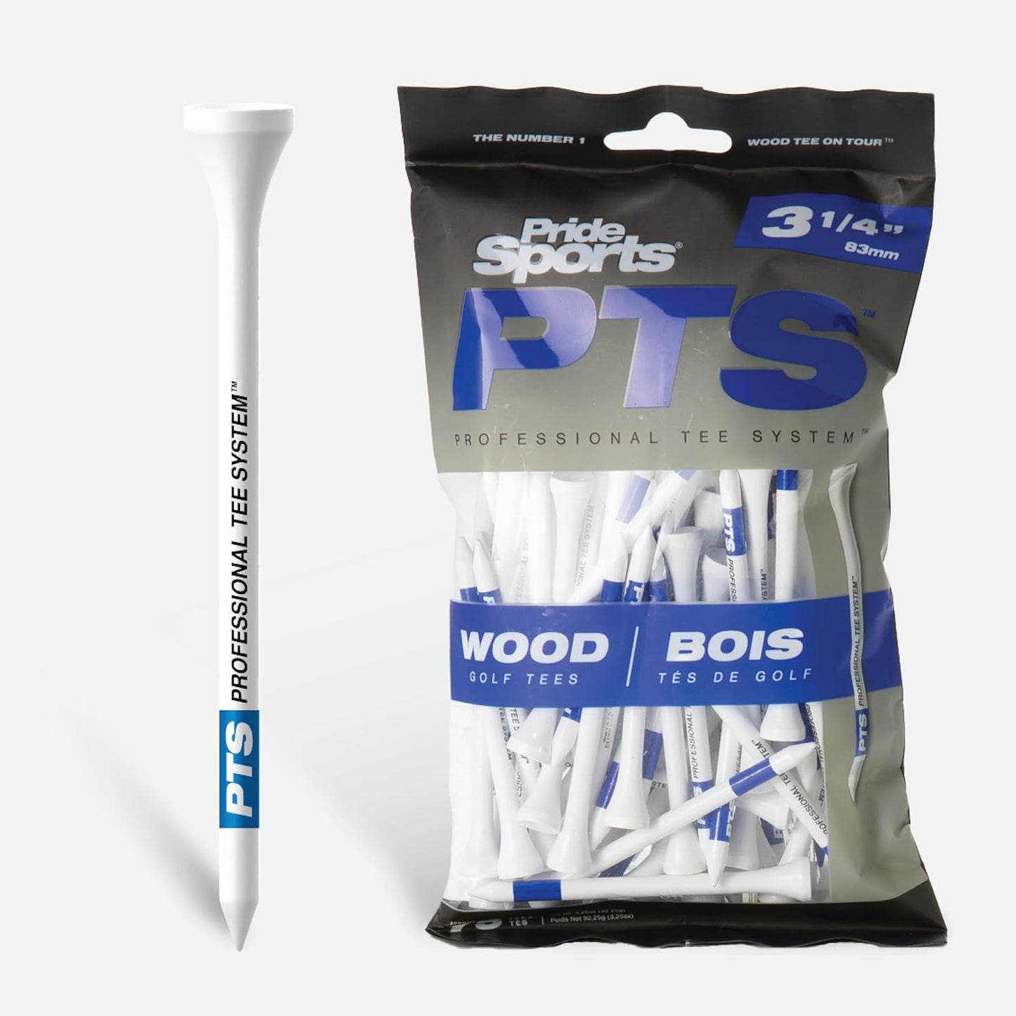 Pride Sports Professional Tee System (PTS) Pro Length 3 1/4" 75ea. White Tees Per Bag