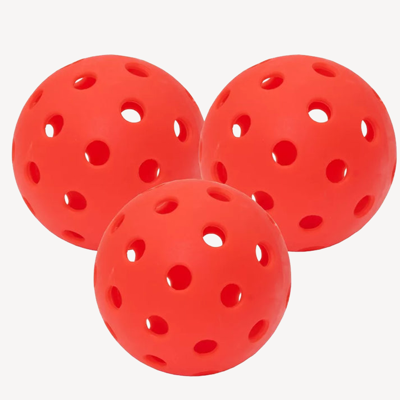Parrot Paddles Tube of 3 Outdoor Pickleballs 2-Piece 40 Holes (Red)