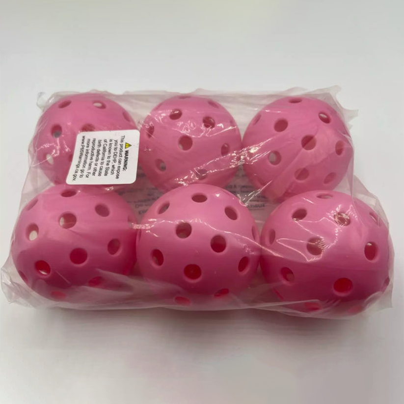 Parrot Paddles Outdoor 1-Piece Pickleballs Pack of 6 (Pink)