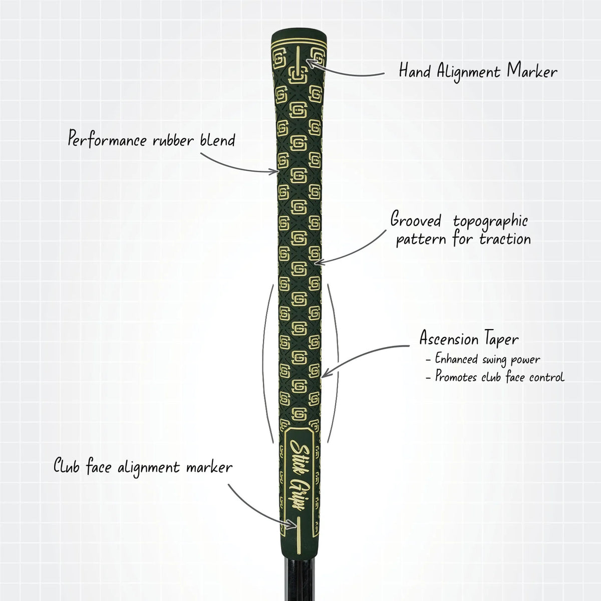 Stick Grips Golf Authentic Country Club Dark Green Standard Swing Club Grip
