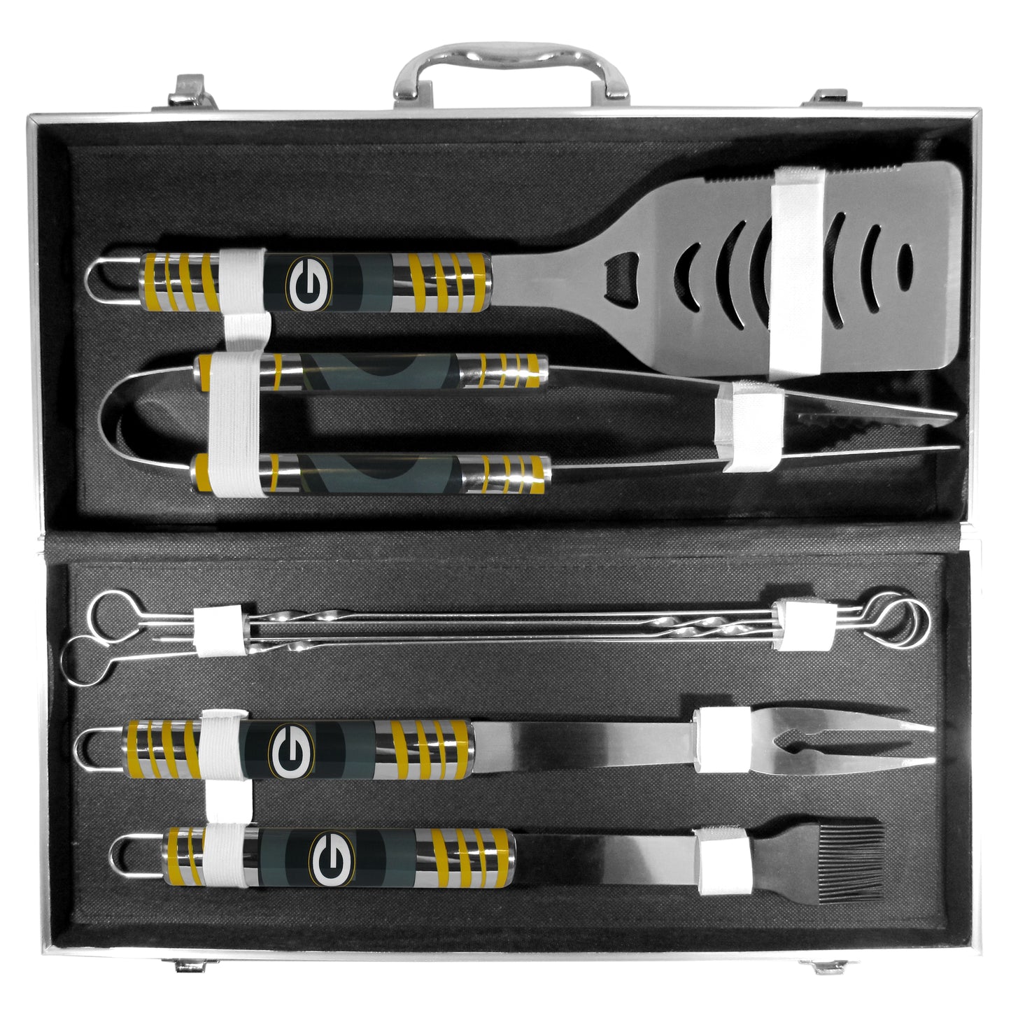 Siskiyou Gifts Green Bay Packers 8 piece Tailgater BBQ Set with Metal Case