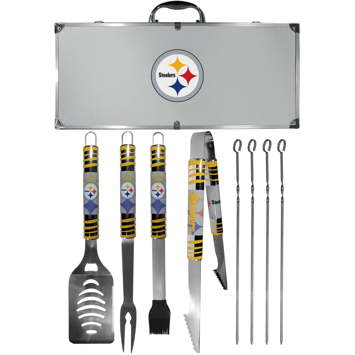 Siskiyou Gifts Pittsburgh Steelers 8 Piece Tailgater BBQ Set w/Metal Case, NFL Licensed