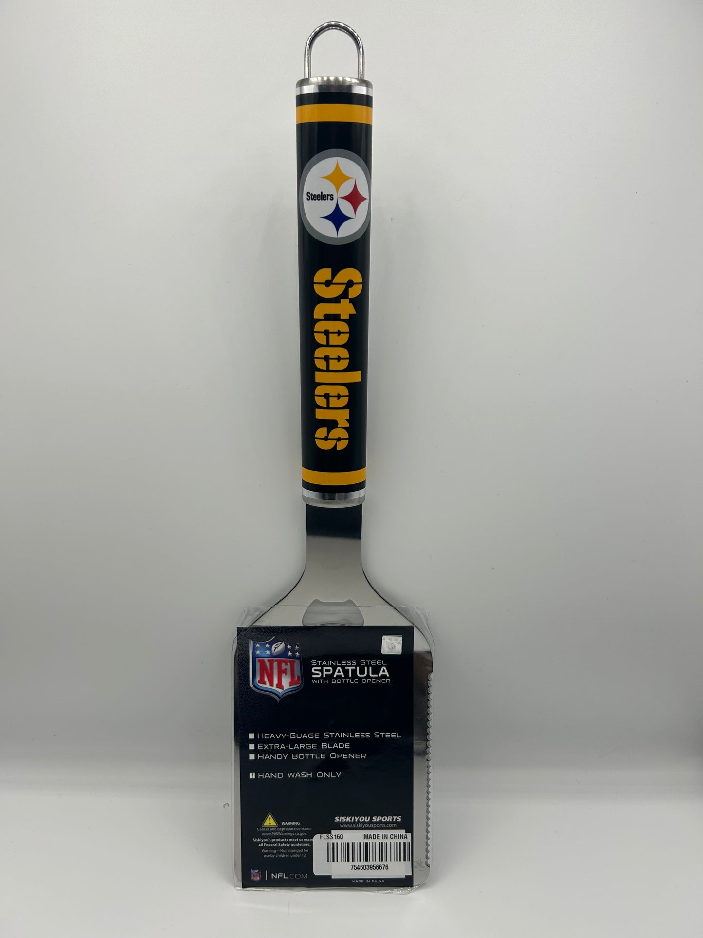 Siskiyou Gifts Pittsburgh Steelers Stainless Steel BBQ Spatula w/Bottle Opener, NFL Licensed