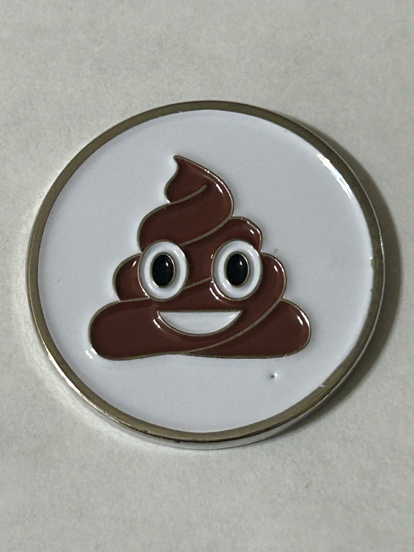 Smiling Poop Emoji 1" Diameter (Non-Magnetic) Golf Ball Marker