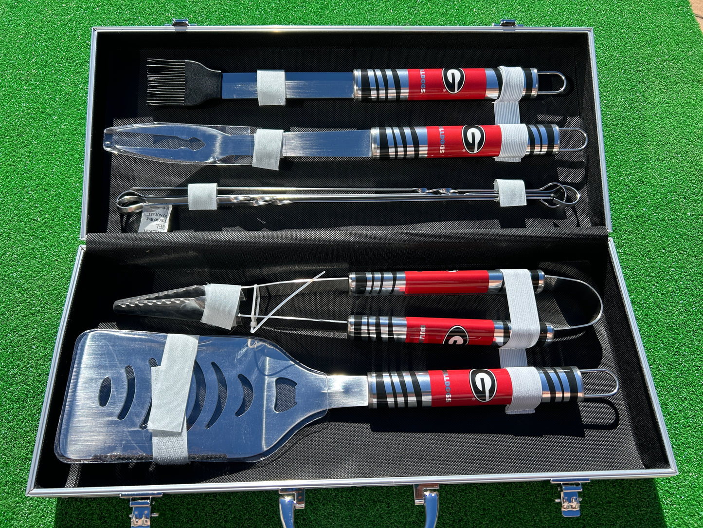 Siskiyou Gifts Georgia Bulldogs 8 Piece Tailgater BBQ Set w/Metal Case, NCAA Licensed
