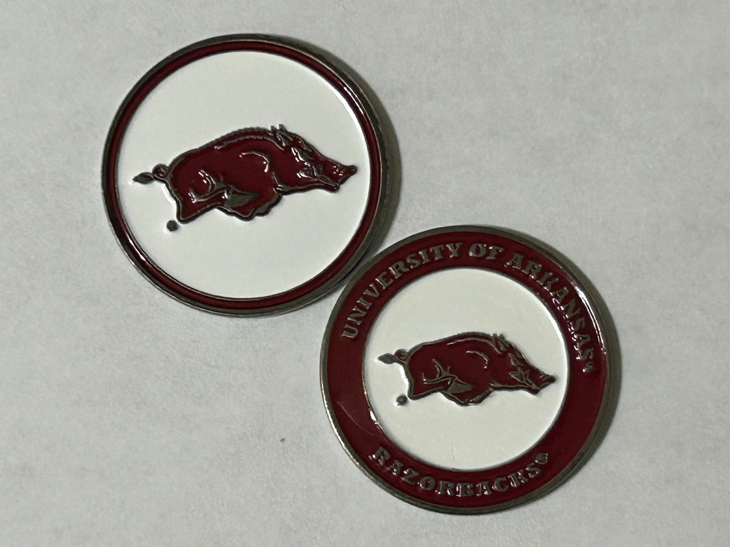 Arkansas Razorbacks 1" Diameter Double Sided Magnetic Golf Ball Marker NCAA