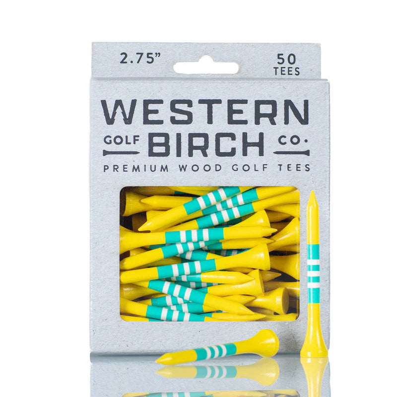Western Birch Golf Company "Pina Colada" Signature Striped Bamboo 2.75" Golf Tee Box of 50 Tees