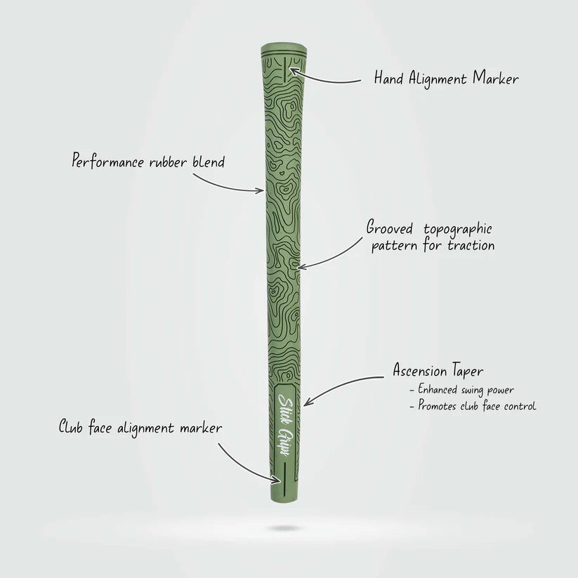 Stick Grips Golf Authentic Topo Green Standard Swing Club Grip (Irons & Woods)