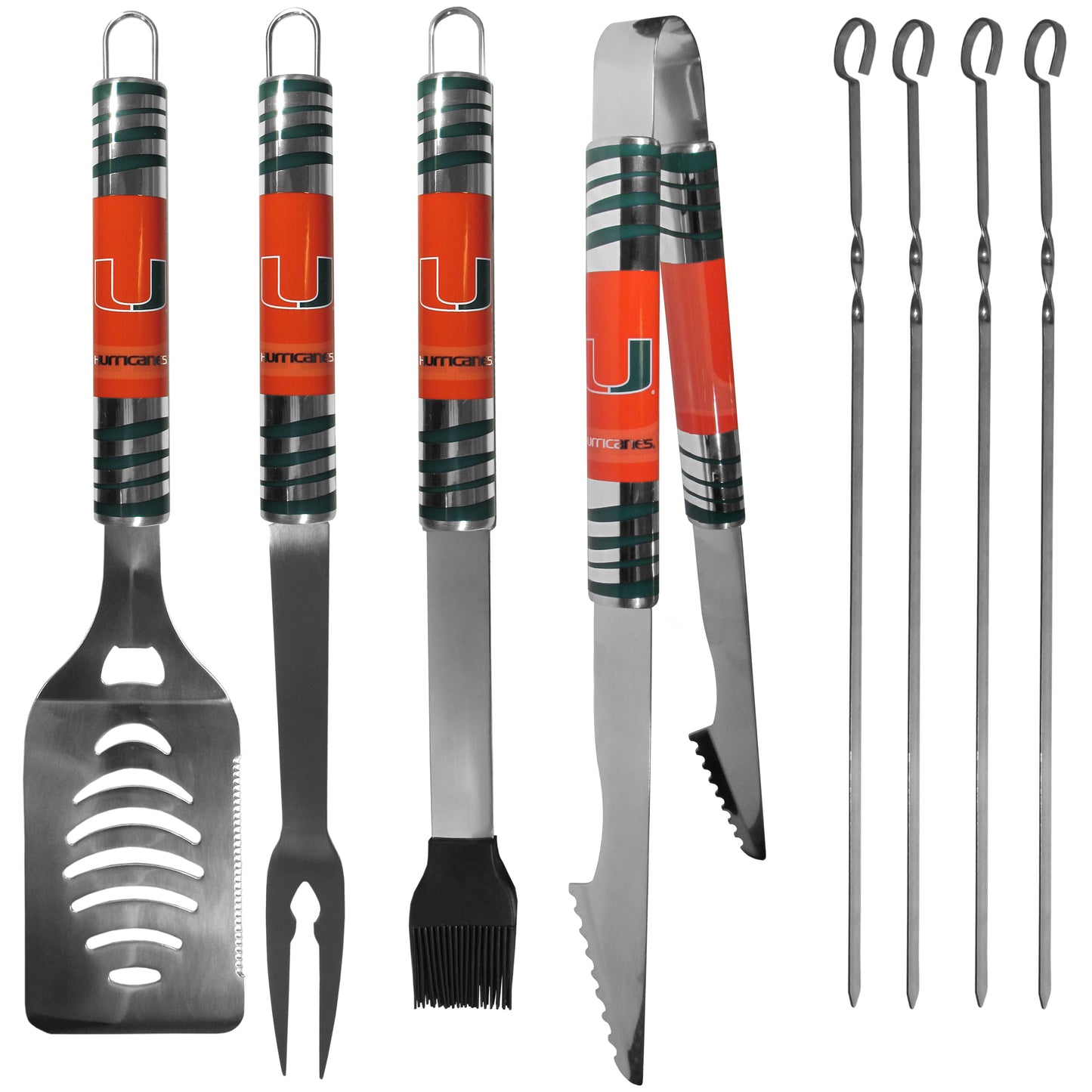 Siskiyou Gifts Miami Hurricanes 8 Piece Tailgater BBQ Set w/Metal Case, NCAA Licensed