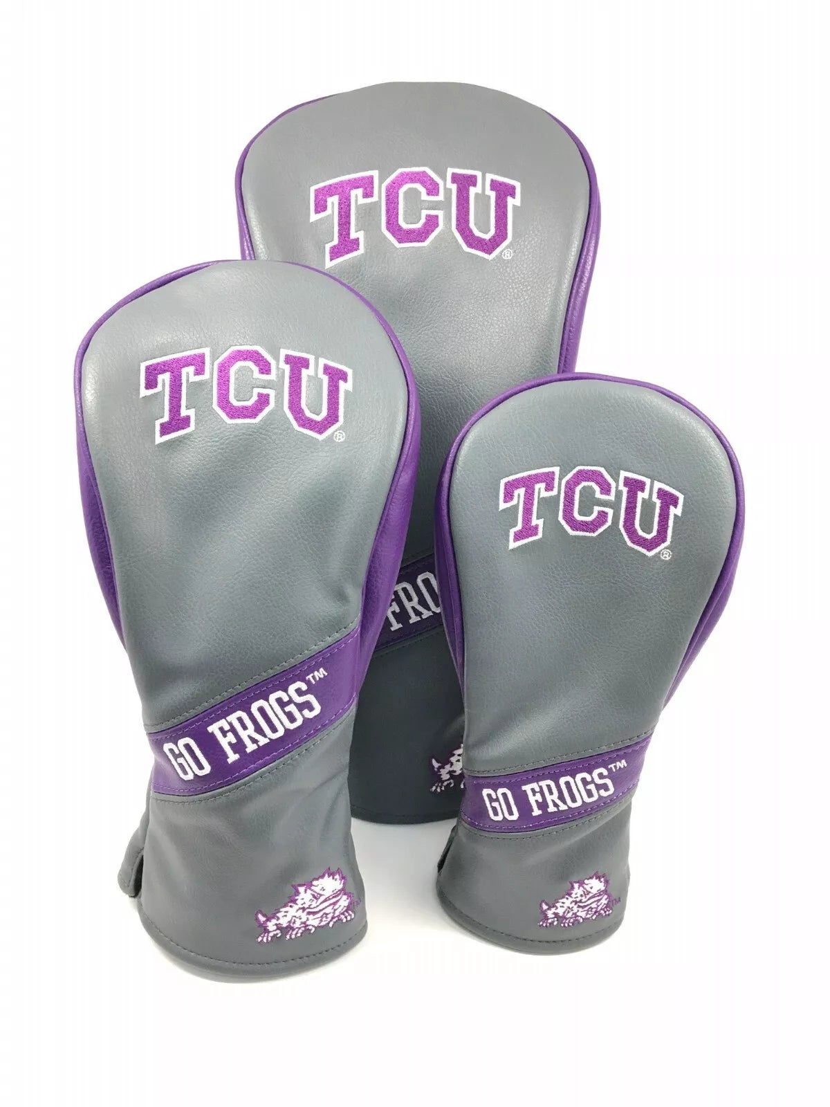 PRG Golf TCU Texas Christian Horned Frogs Set of 3 Head Covers Driver Fairway & Rescue NCAA Licensed