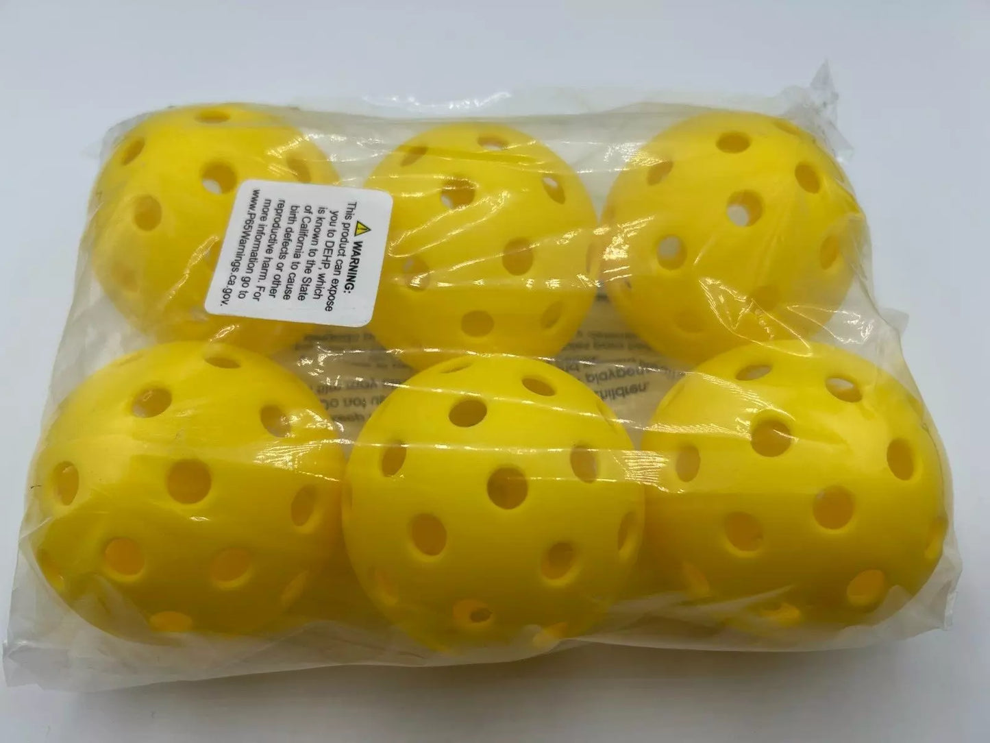 Parrot Paddles Outdoor 1-Piece Pickleballs Pack of 6 (Yellow)
