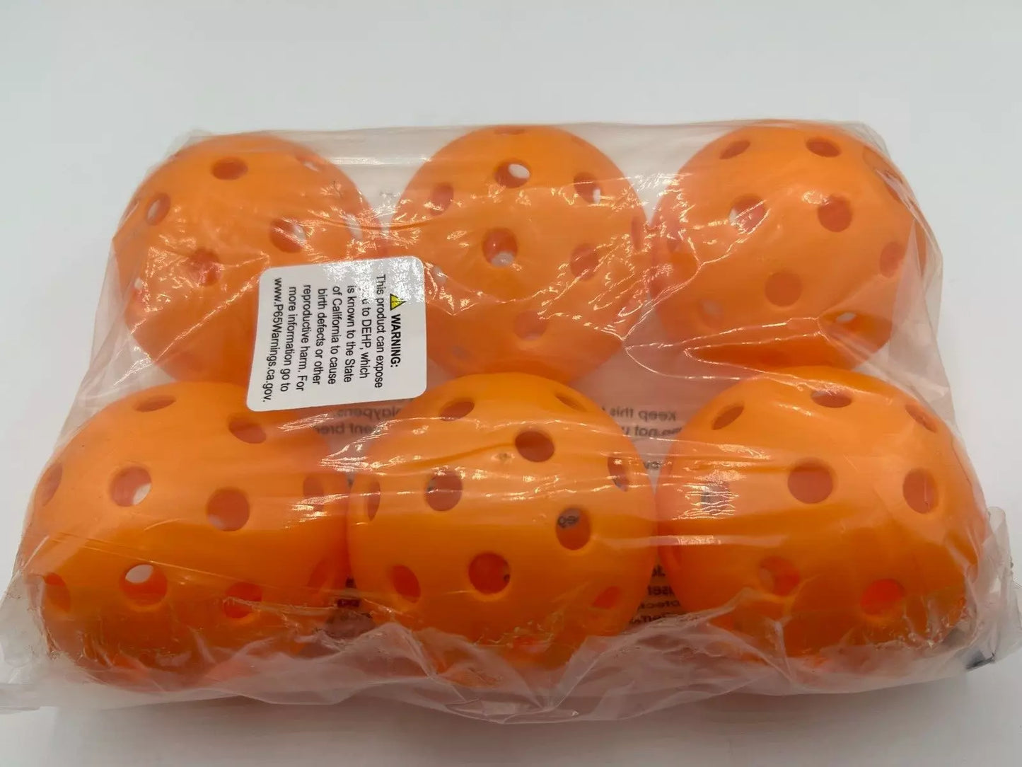 Parrot Paddles Outdoor 1-Piece Pickleballs Pack of 6 (Orange)