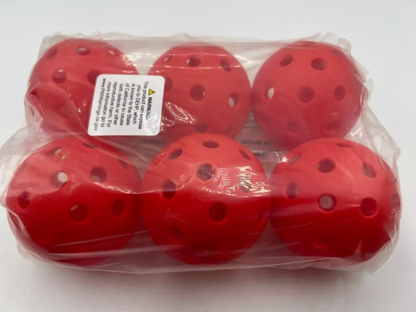 Parrot Paddles Outdoor 1-Piece Pickleballs Pack of 6 (Red)