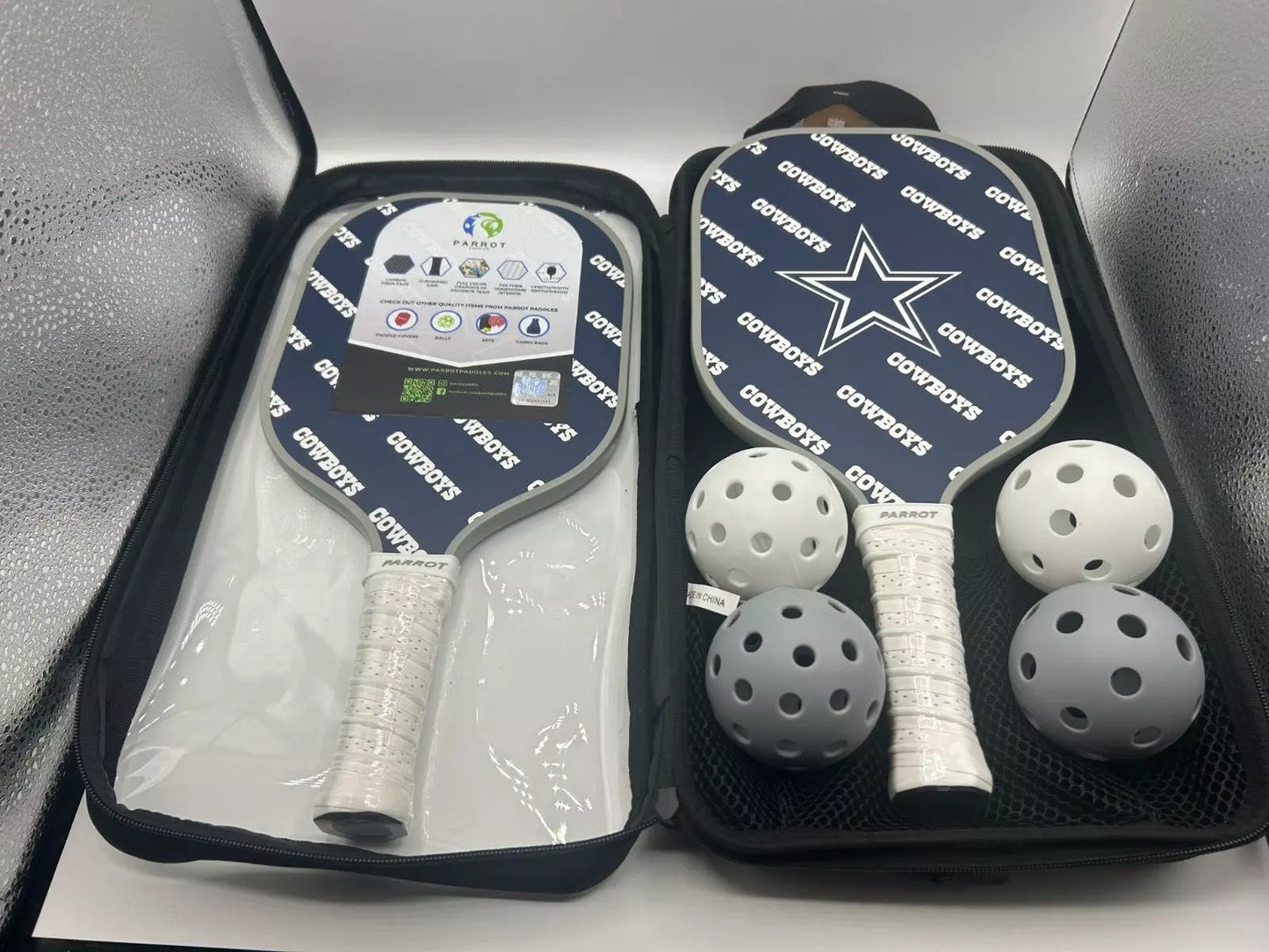 Parrot Paddles Carbon Fiber Dallas Cowboys Pickleball Paddle Set w/Case (NFL)