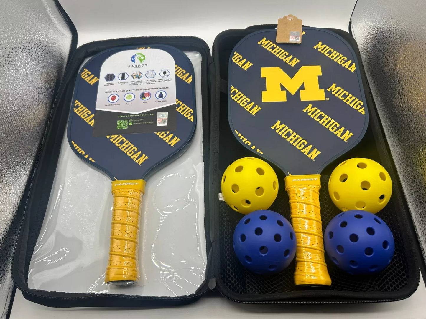 Parrot Paddles Michigan Wolverines Pickleball Paddle Set (New in Case)