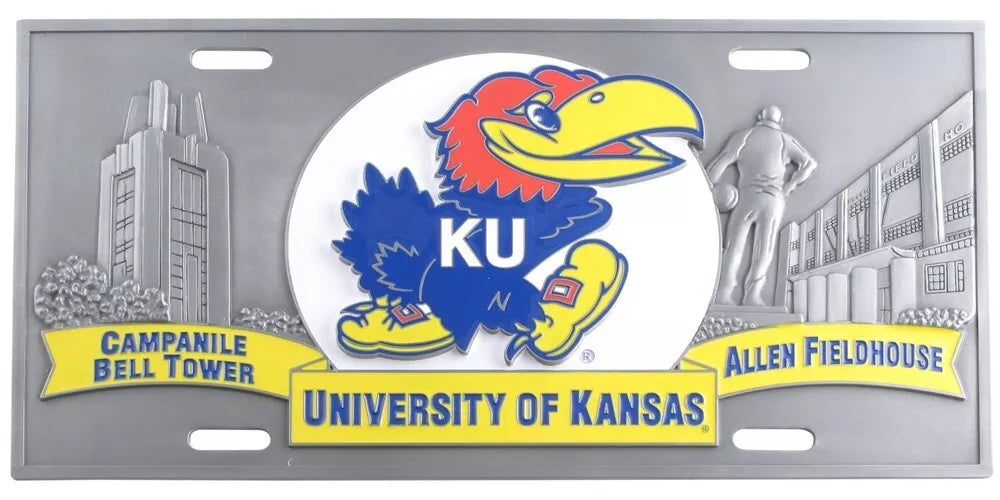 Siskiyou Gifts Kansas Jayhawks 3D Collector's License Plate, NCAA Licensed