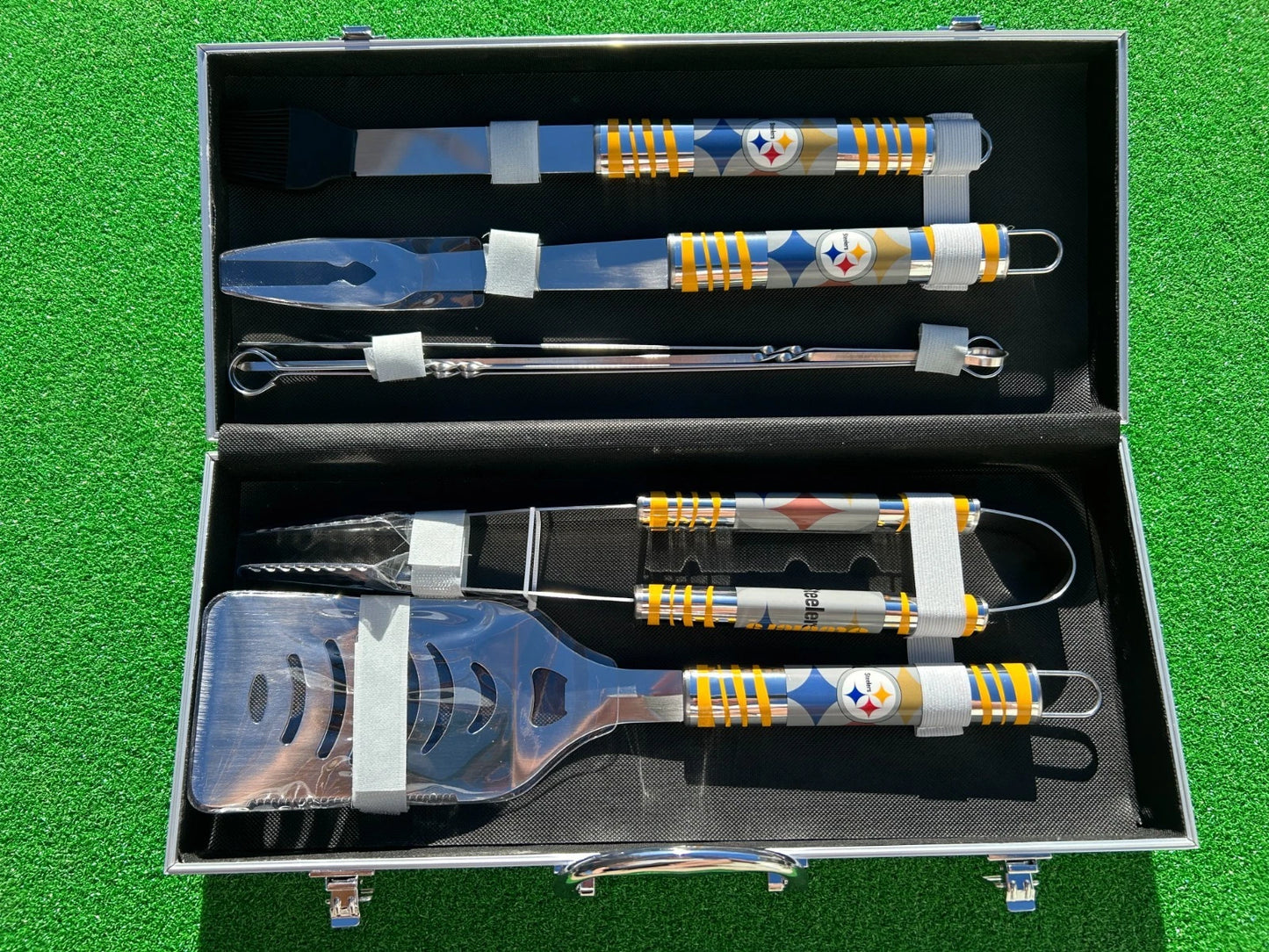 Siskiyou Gifts Pittsburgh Steelers 8 Piece Tailgater BBQ Set w/Metal Case, NFL Licensed