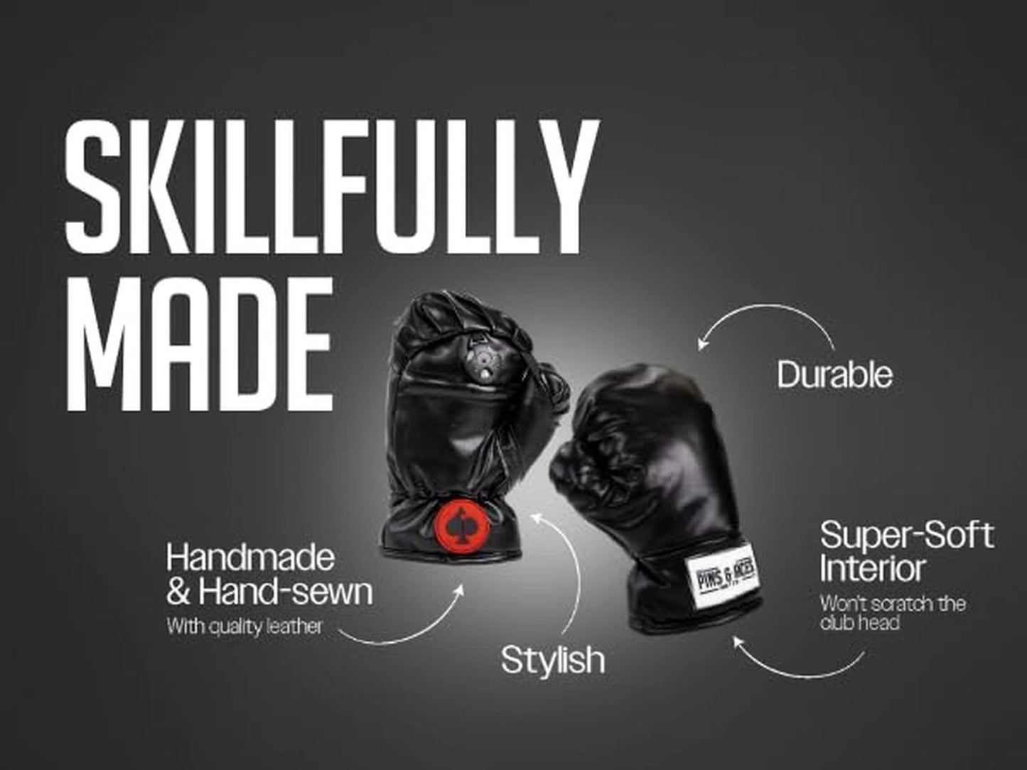 Pins & Aces Authentic Black Boxing Glove Driver Head Cover