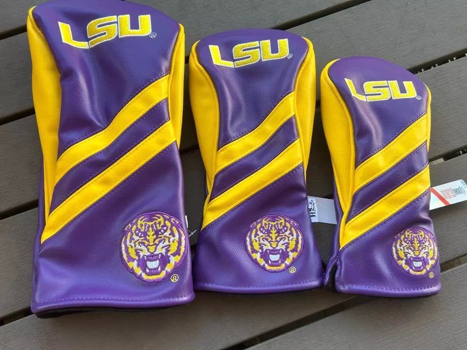 PRG Golf LSU Tigers Set of 3 Head Covers Driver Fairway & Rescue NCAA Licensed