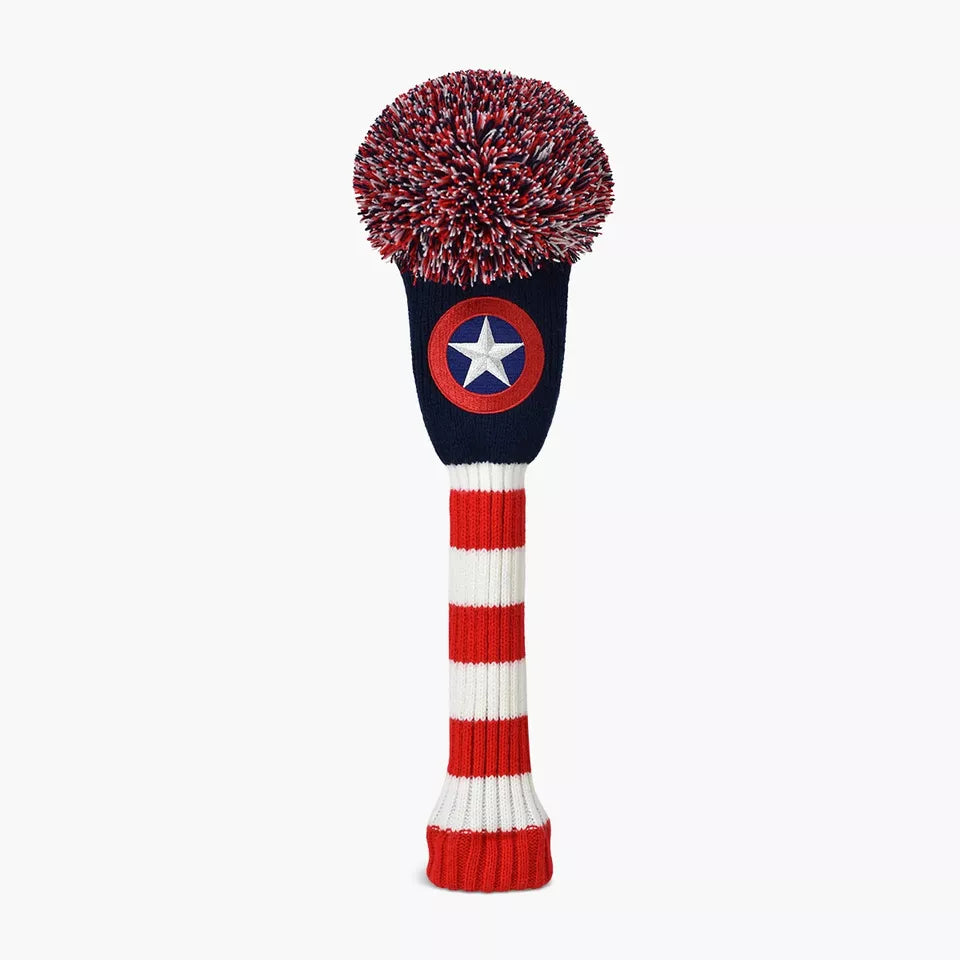 PRG Golf Originals Collection Captain USA Pom Pom Set of 3 Head Covers Driver Fairway & Rescue