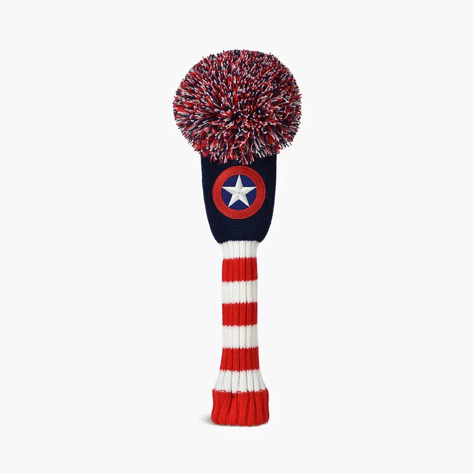 PRG Golf Originals Collection Captain USA Pom Pom Set of 3 Head Covers Driver Fairway & Rescue
