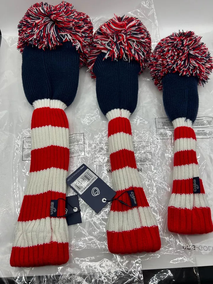 PRG Golf Originals Collection Captain USA Pom Pom Set of 3 Head Covers Driver Fairway & Rescue