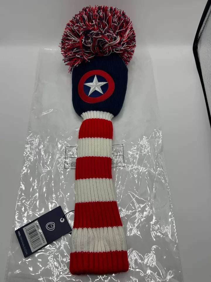PRG Golf Originals Collection Captain USA Pom Pom Set of 3 Head Covers Driver Fairway & Rescue