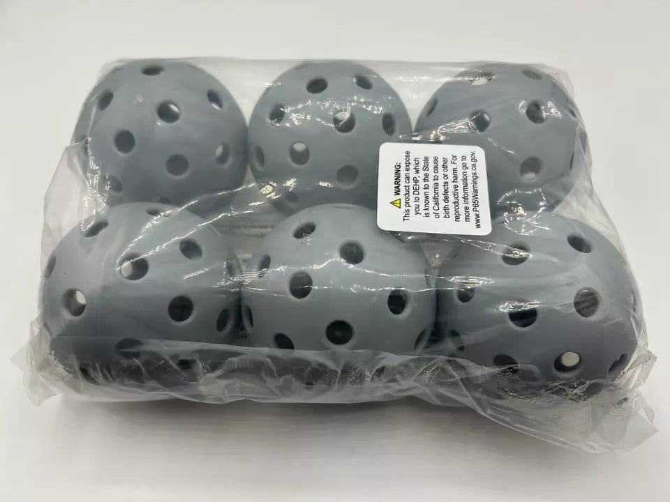 Parrot Paddles Outdoor 1-Piece Pickleballs Pack of 6 (Gray)