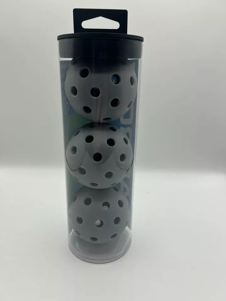 Parrot Paddles Tube of 3 Outdoor Pickleballs 2 Piece (Gray)