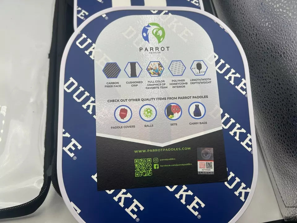 Parrot Paddles Carbon Fiber Duke Blue Devils Pickleball Paddle Set w/Case (NCAA)