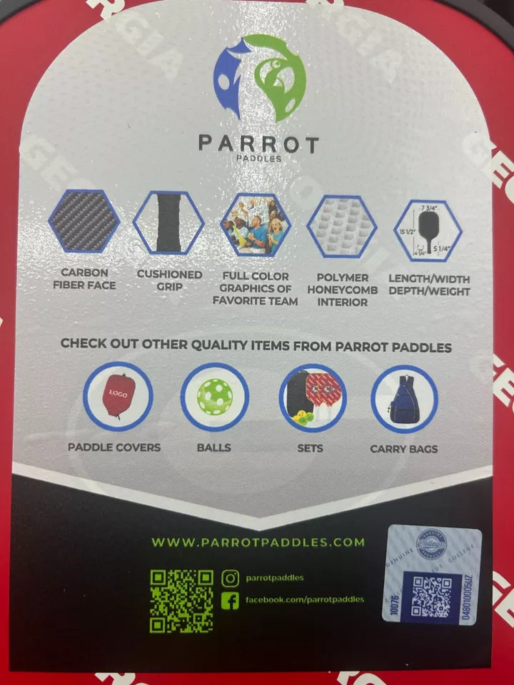 Parrot Paddles Carbon Fiber Green Bay Packers Pickleball Paddle Set (New in Case)