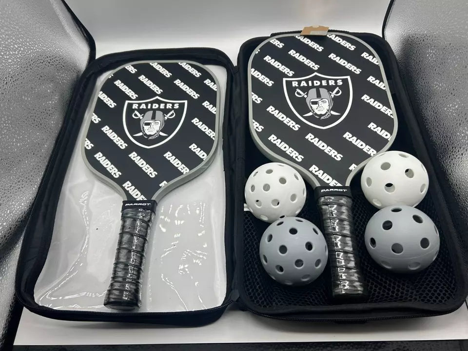 Parrot Paddles Carbon Fiber Las Vegas Raiders Pickleball Paddle Set w/Case