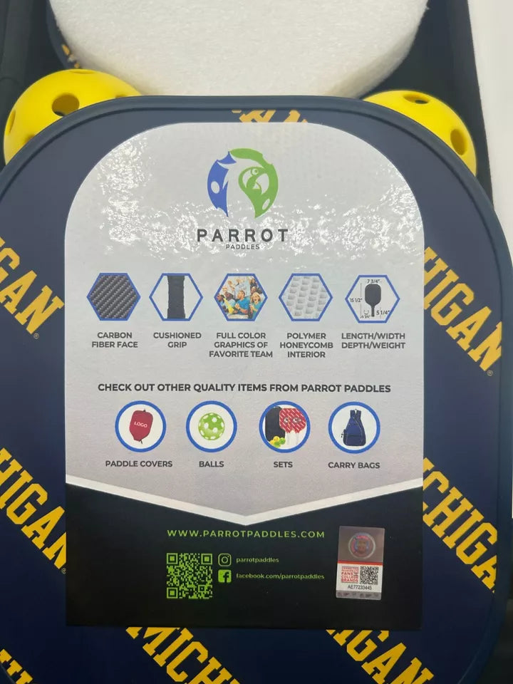 Parrot Paddles Michigan Wolverines Pickleball Paddle Set (New in Case)