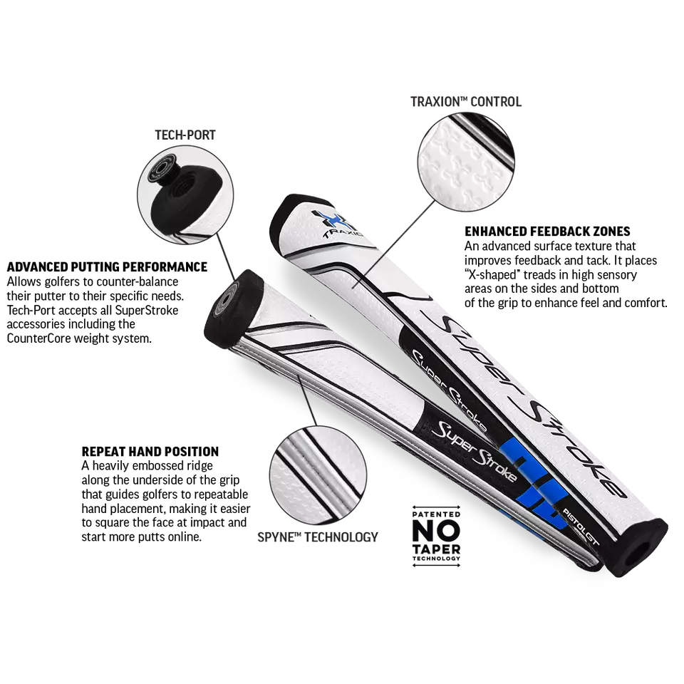 SuperStroke (Authentic) Traxion Black & White Tour 3.0 Putter Grip