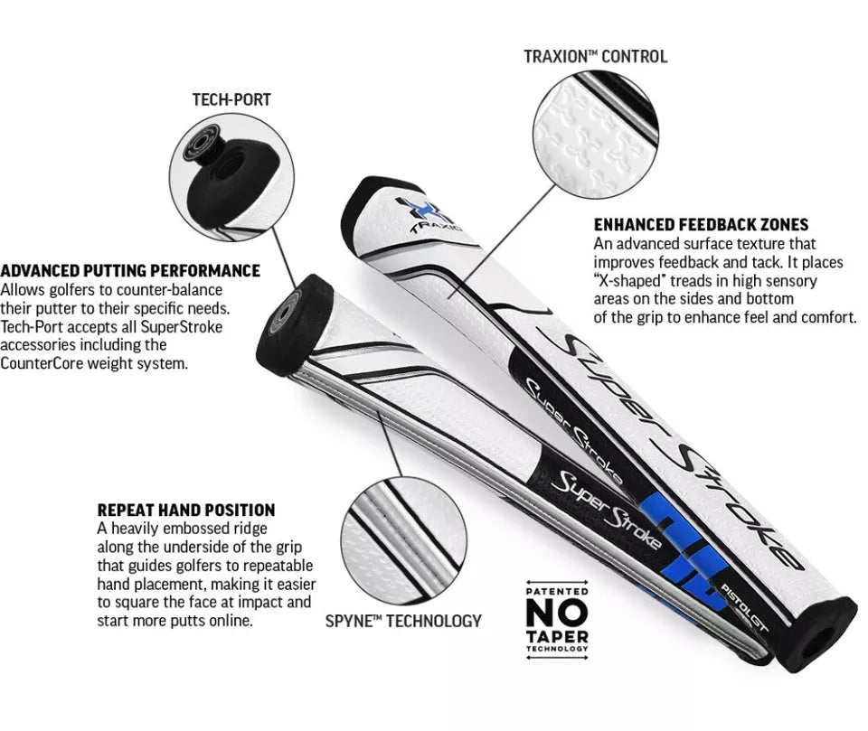 SuperStroke (Authentic) Traxion Red White & Gray Claw 2.0 Putter Grip