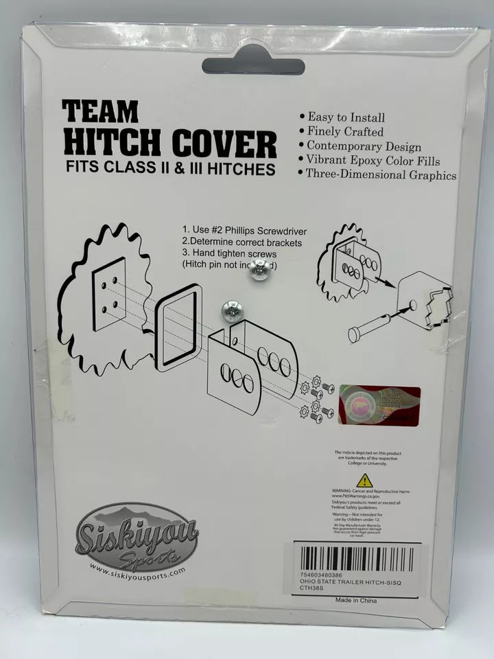 Siskiyou Gifts Ohio State Buckeyes Solid Metal Hitch Cover w/Color Metal Emblem Class 2&3