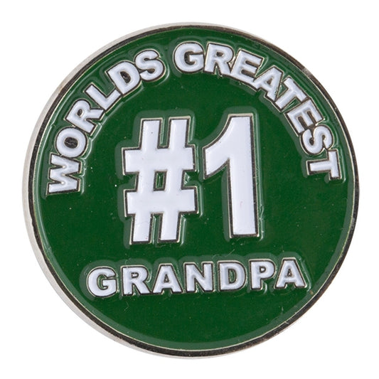 Worlds Greatest #1 Grandpa 1" Diameter (Non-Magnetic) Golf Ball Marker