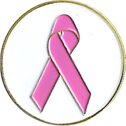 Breast Cancer Pink Ribbon 1" Diameter (Non-Magnetic) Golf Ball Marker