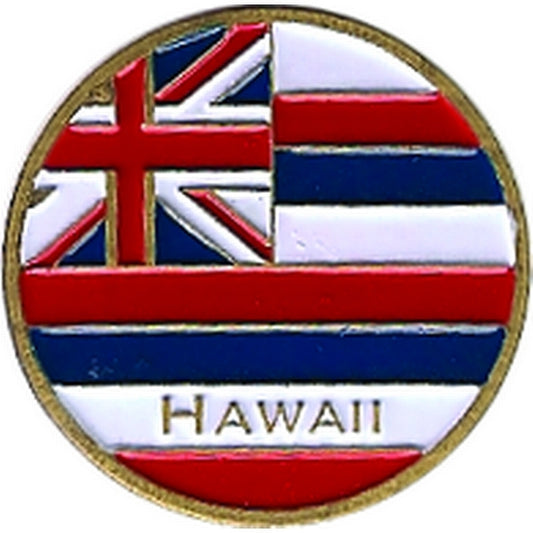 Hawaii State Flag 1" Diameter (Non-Magnetic) Golf Ball Marker
