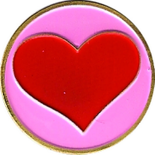 Red and Pink Heart 1" Diameter (Non Magnetic) Metal Golf Ball Marker