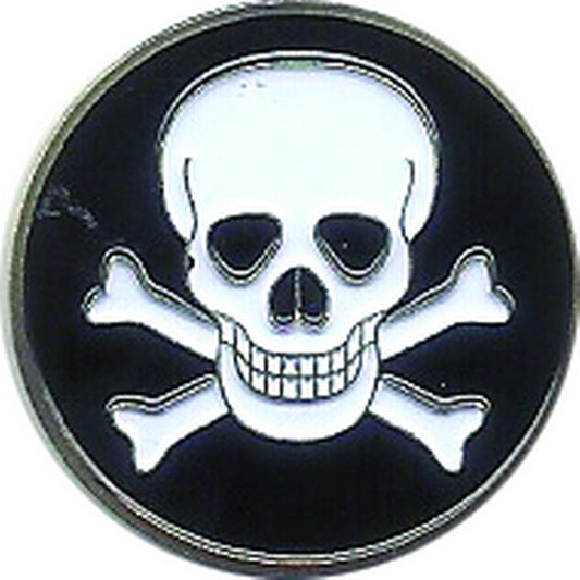 Skull and Crossbones 1" Diameter (Non-Magnetic) Metal Golf Ball Marker