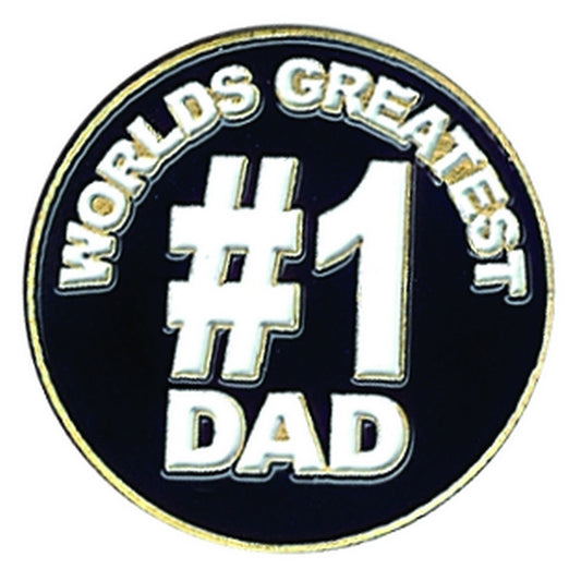 Worlds Greatest #1 Dad 1" Diameter (Non-Magnetic) Golf Ball Marker