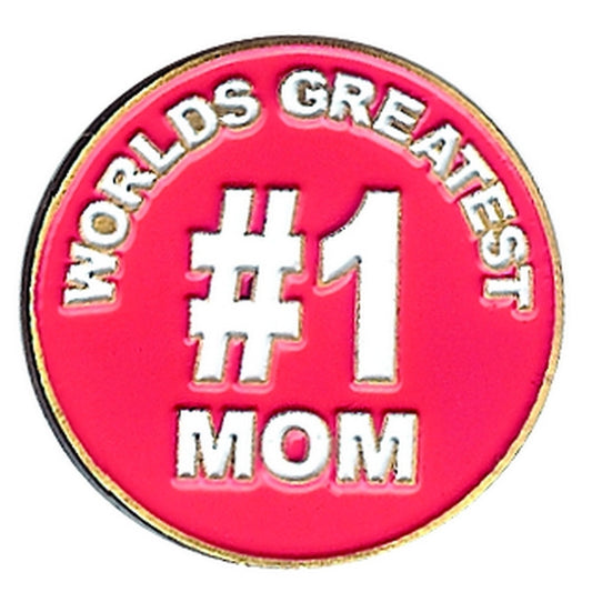 Worlds Greatest #1 Mom 1" Diameter (Non-Magnetic) Golf Ball Marker